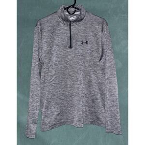 Under Armour Mens Gray Heather Heatgear Long Sleeve 1/4 Zip Pullover Top Size L